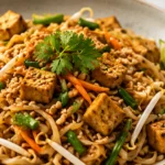 Pad Thai vegetariano e vegano: como fazer com tofu em casa | Comidas Asiáticas Pad Thai vegetariano e vegano com tofu, noodles de arroz, broto de feijão, amendoim e limão
