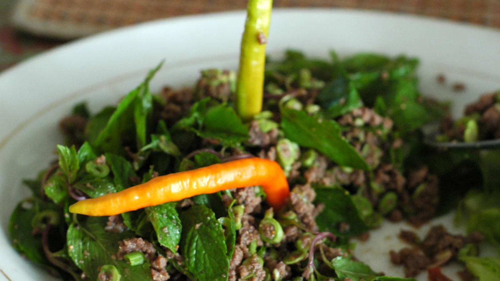 Larb (Laap): A Salada de Carne do Laos com Ervas e Arroz Torrado